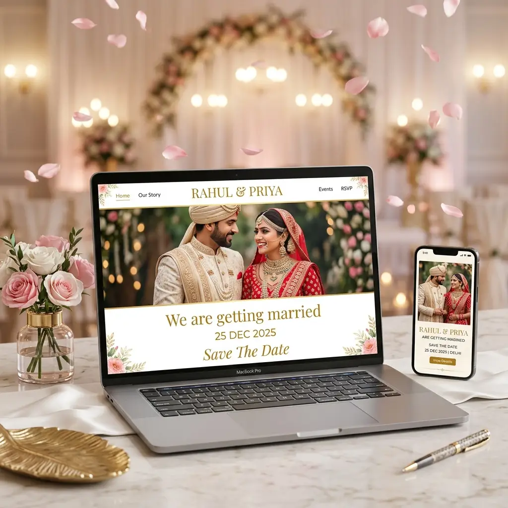 Jobitra Wedding Invitations Laptop and Smartphone Mockup