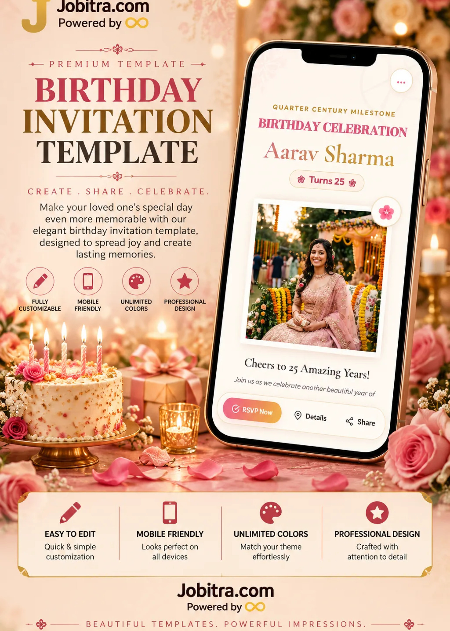 Birthday Indian Garden interactive website invitation template