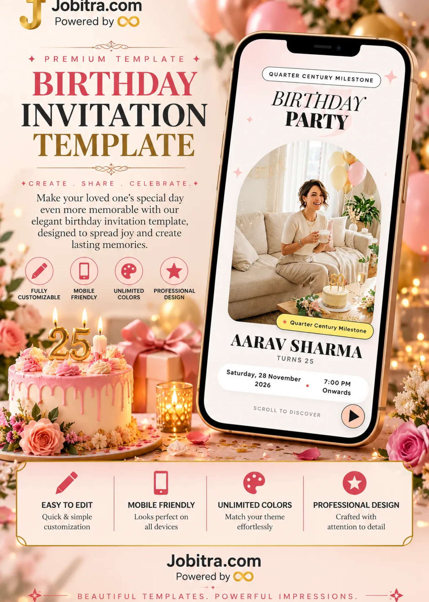 Birthday Western Editorial interactive website invitation template
