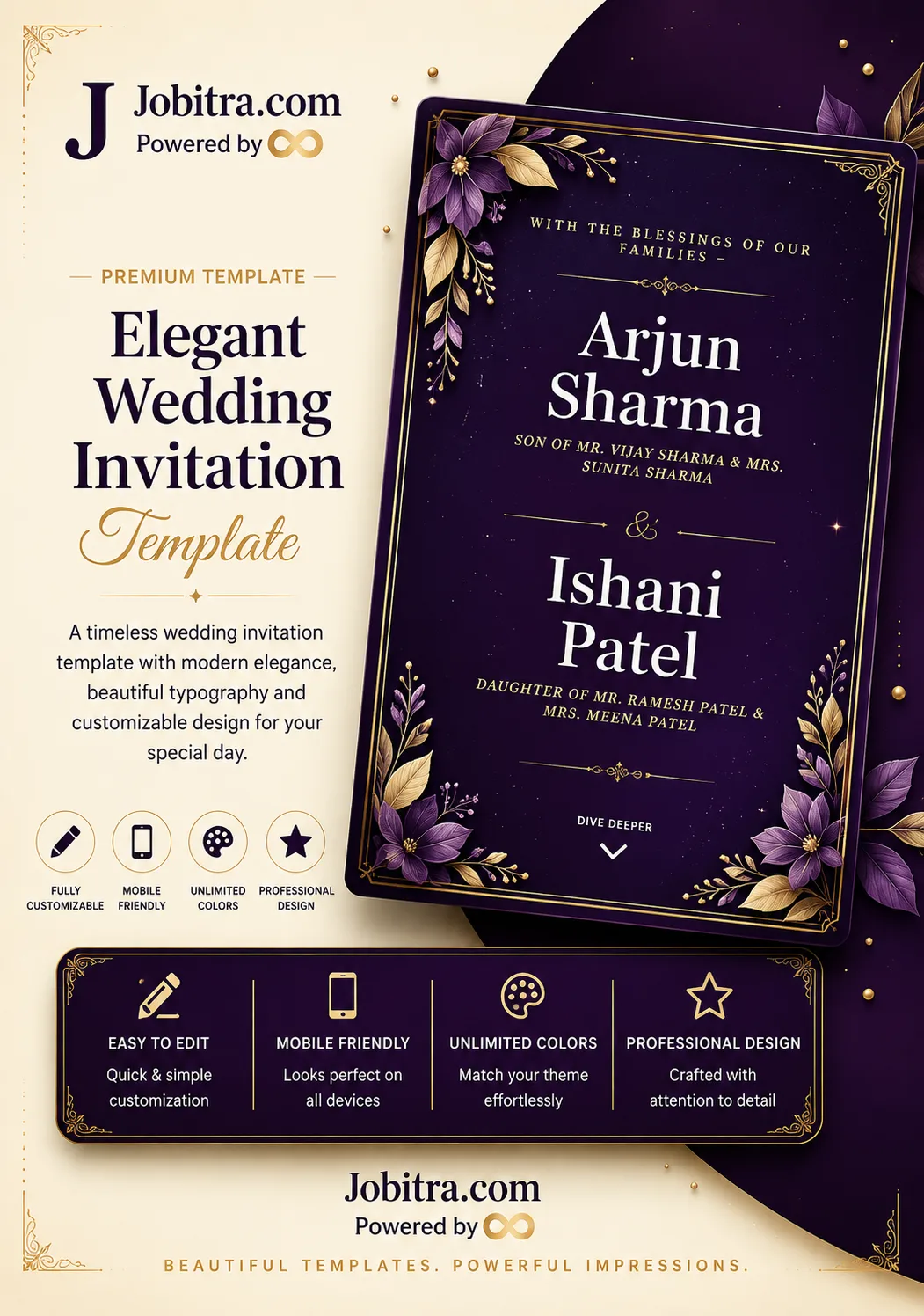 Celestial Dusk Royal interactive website invitation template