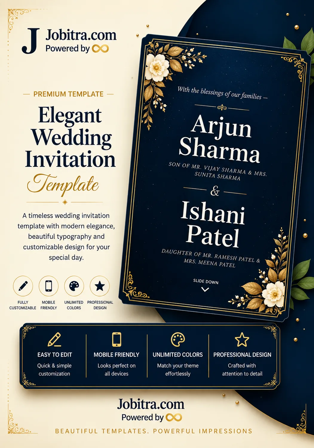 Midnight Sapphire Dream interactive website invitation template