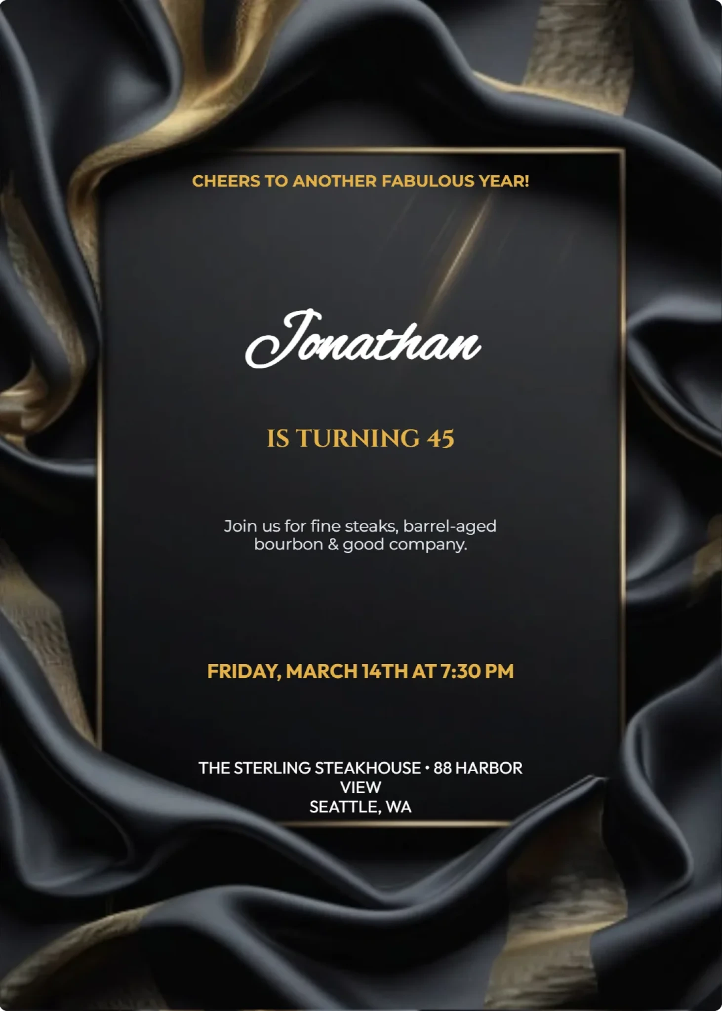 Golden Cascade Midnight Milestone Celebration