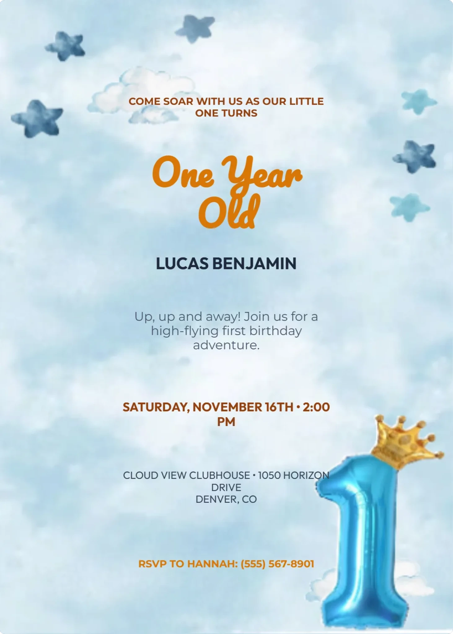 Teddy Bear & Hot Air Balloon 1st Birthday