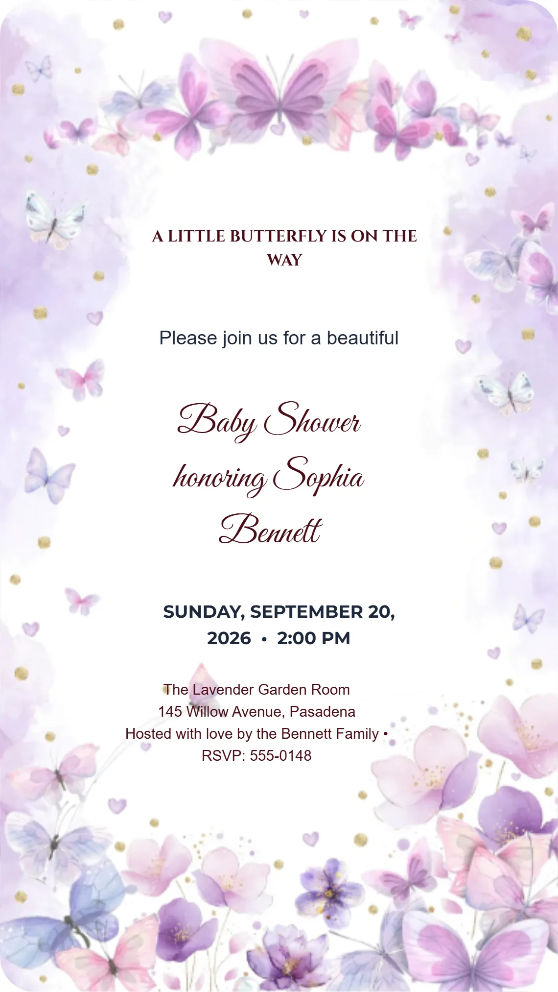 Lavender Butterfly Baby Shower Preview
