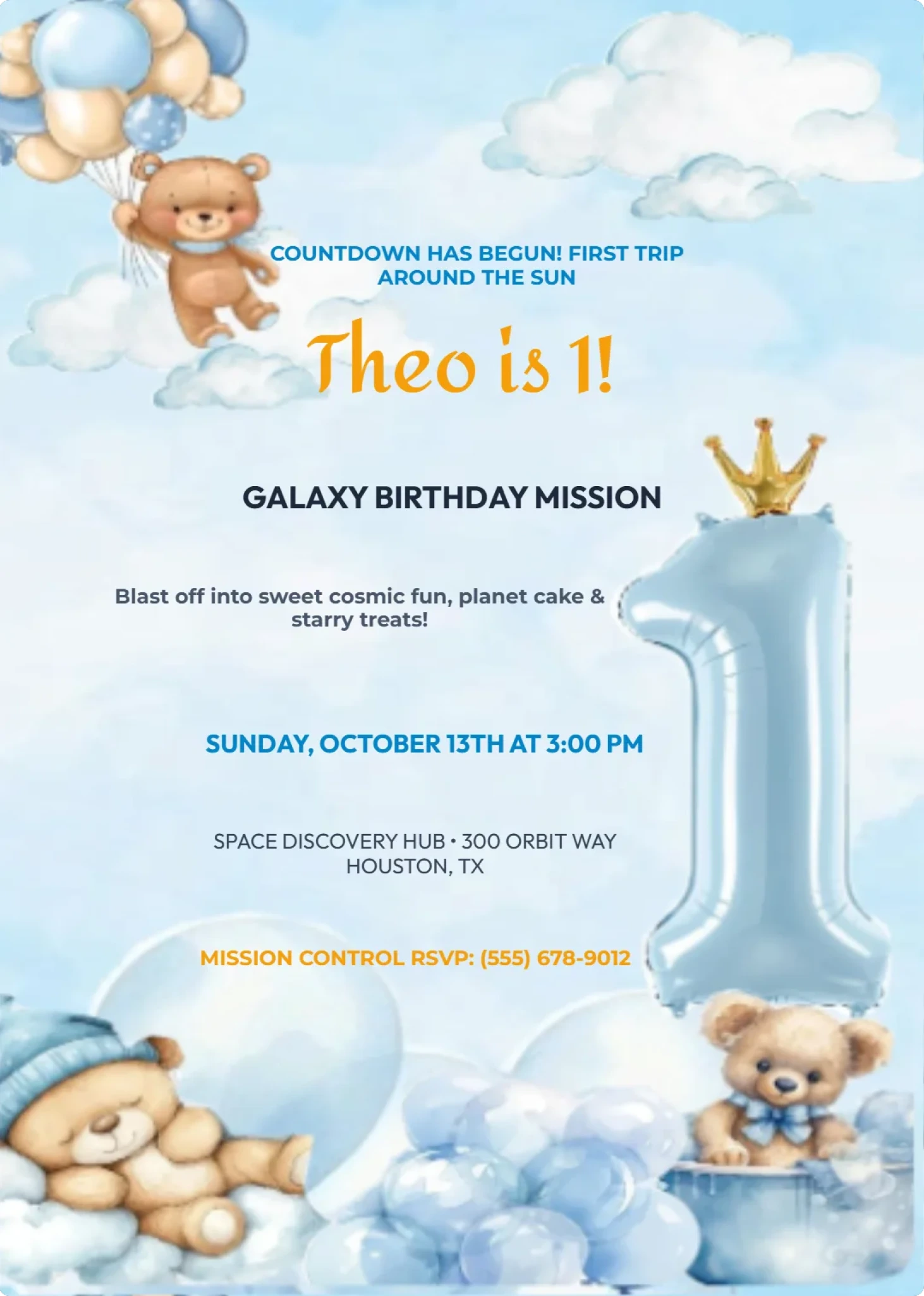 Little Astronaut Galaxy & Stars 1st Birthday