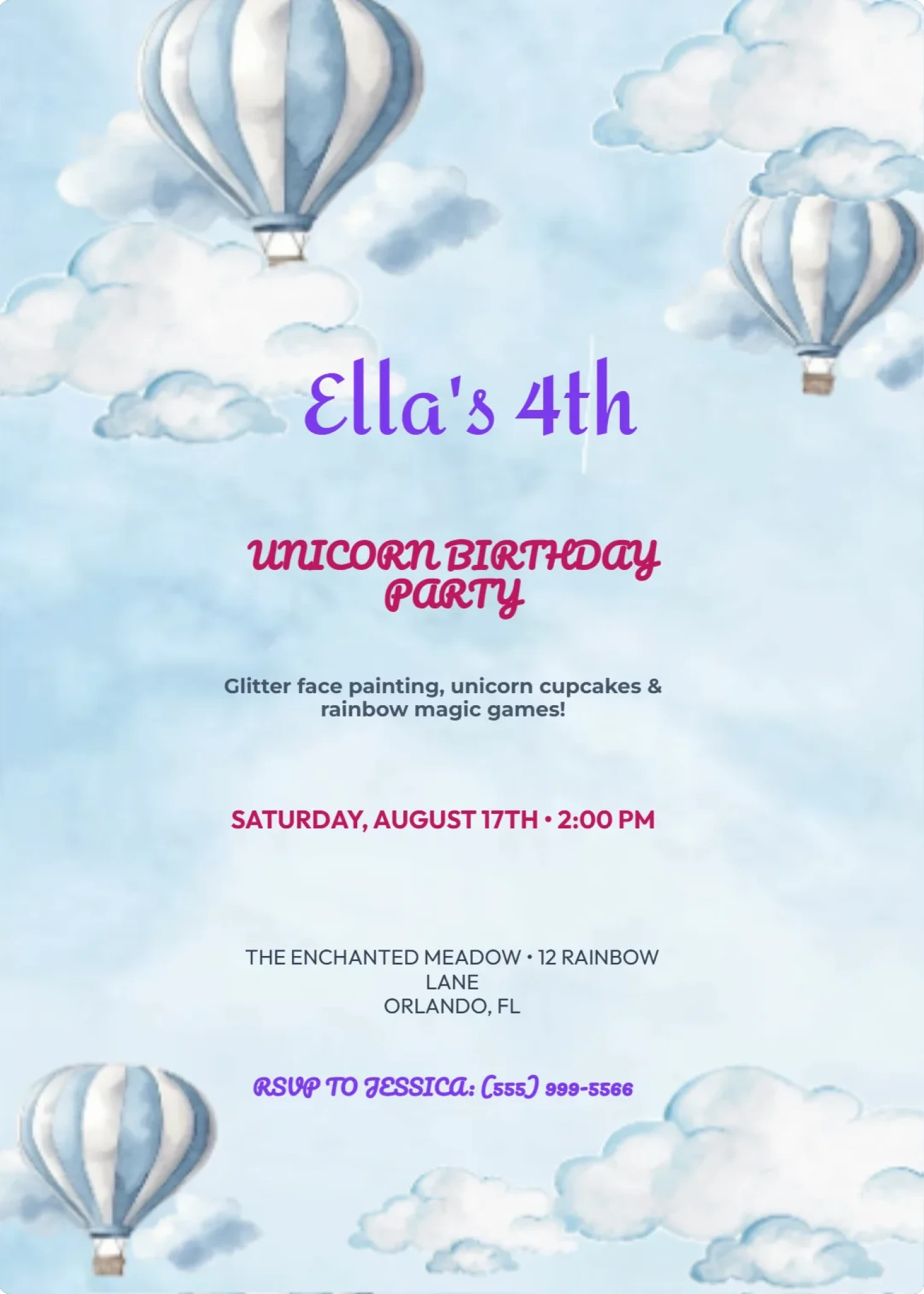 Magical Unicorn Rainbow Sparkle Birthday