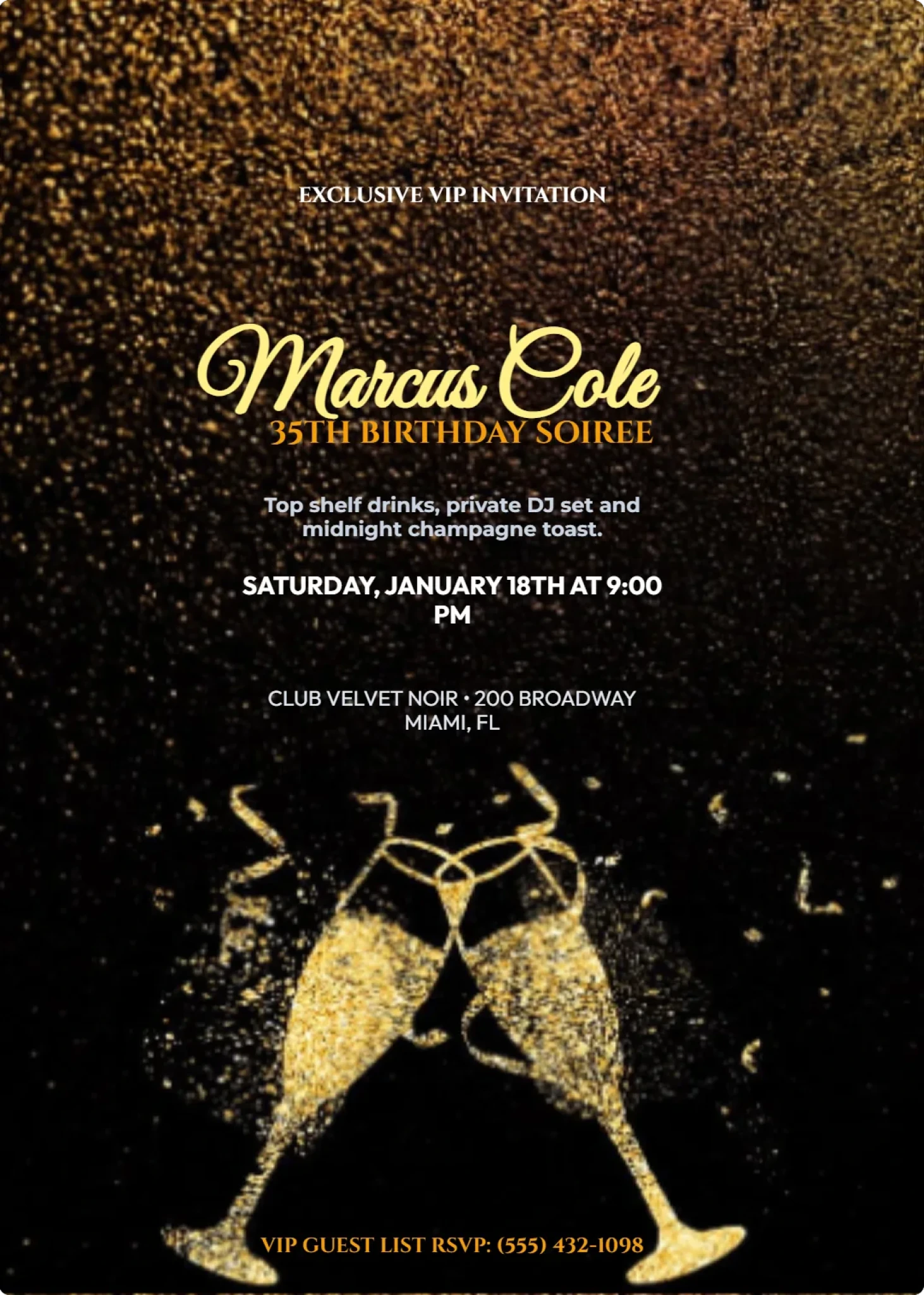 Onyx Velvet & Golden Bokeh VIP Birthday