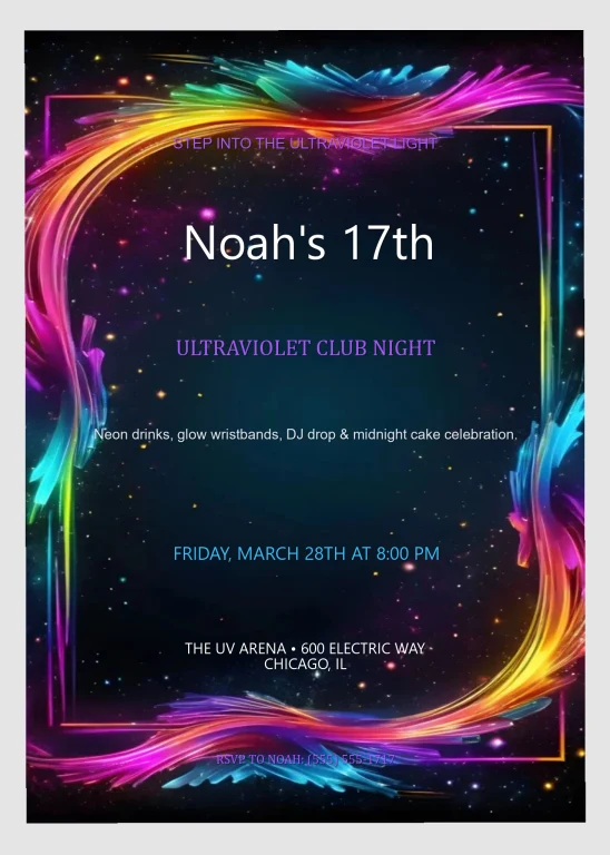 Ultraviolet Black & Neon Purple Club Party