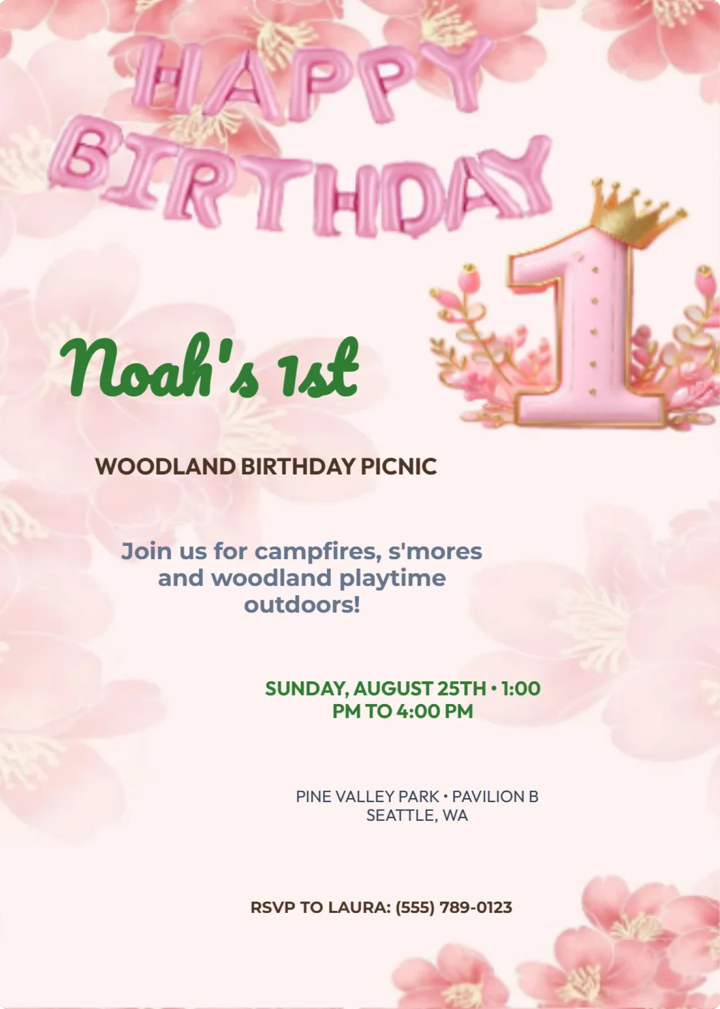 Woodland Bear & Forest 1st Birthday