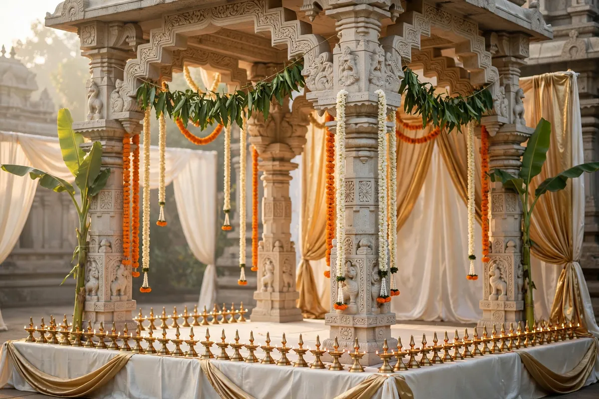 South Indian Temple Gold Wedding interactive website invitation template
