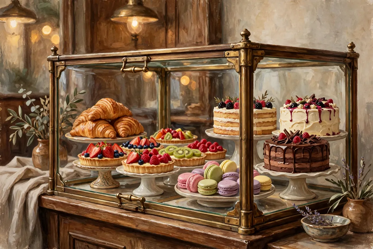 The cafe pastry case