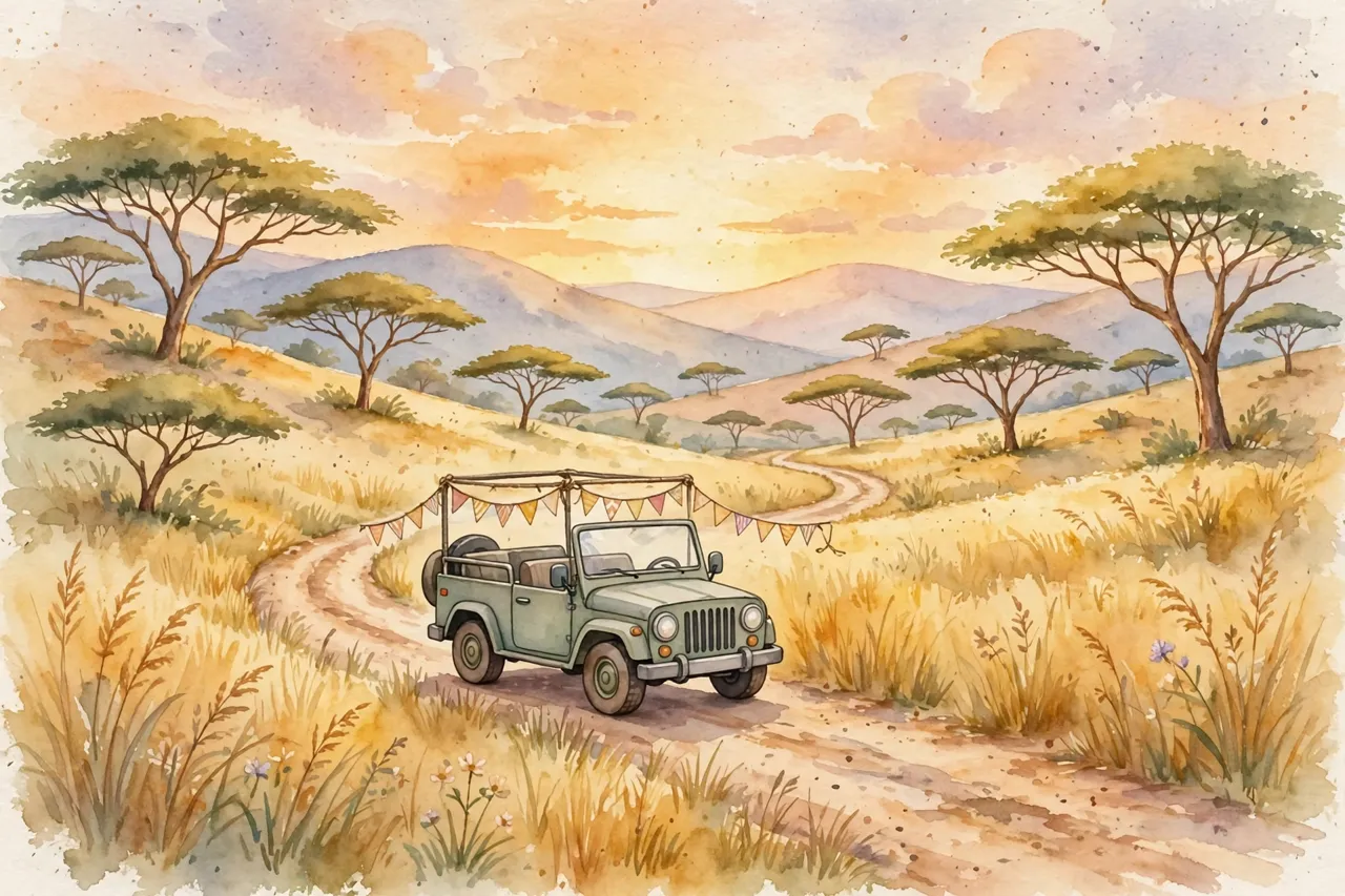 A safari jeep on the trail