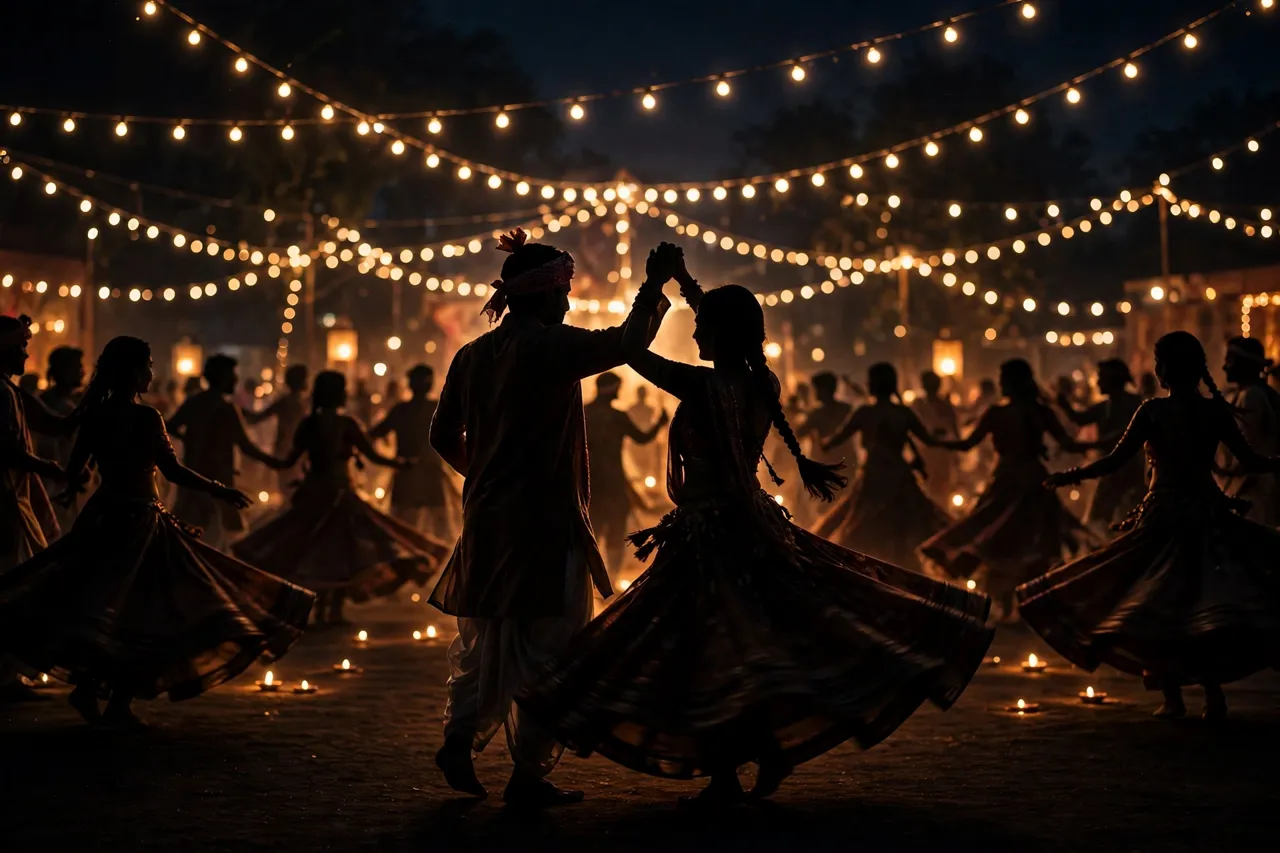 The couple dancing the raas