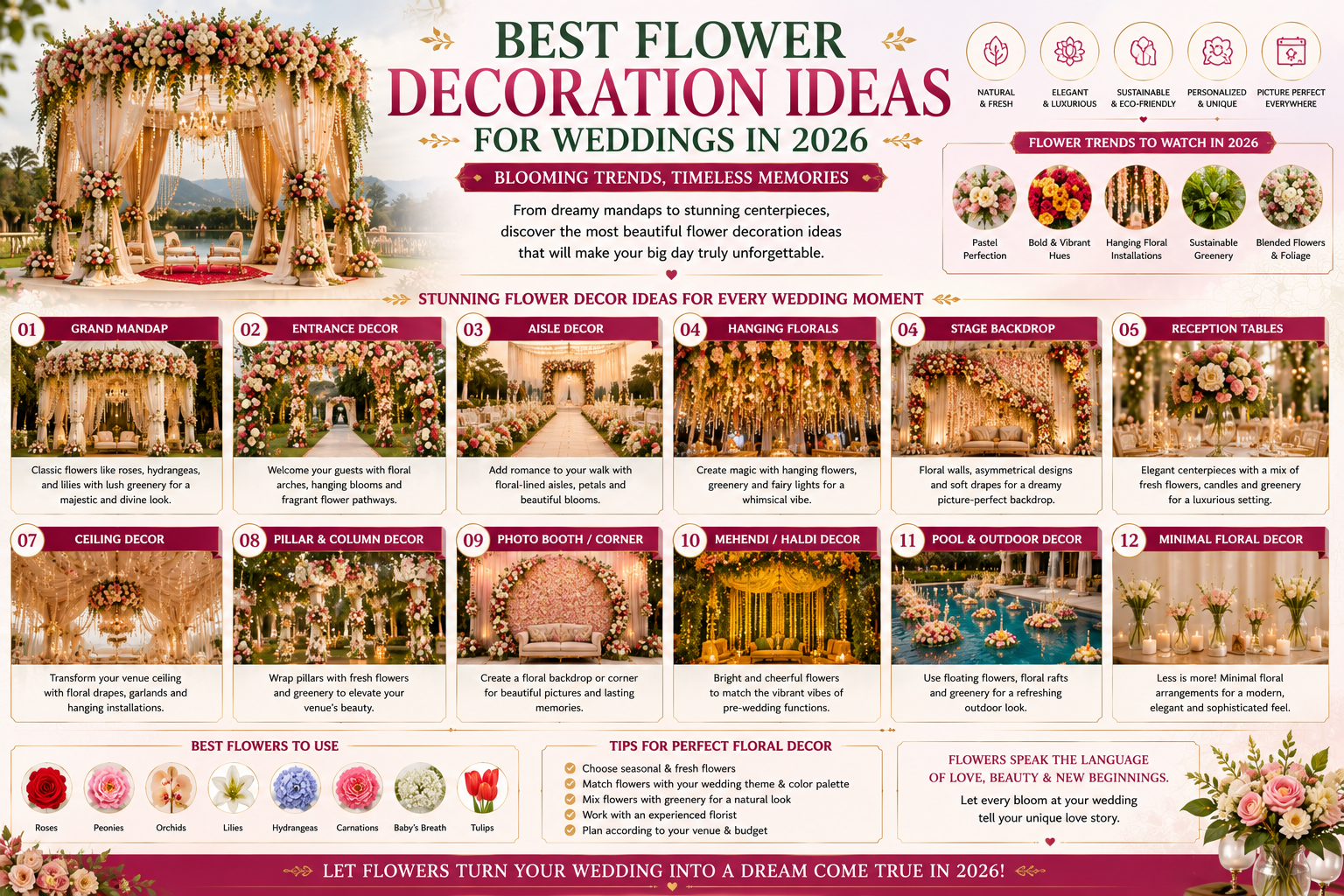 Best Flower Decoration Ideas for Weddings in 2026