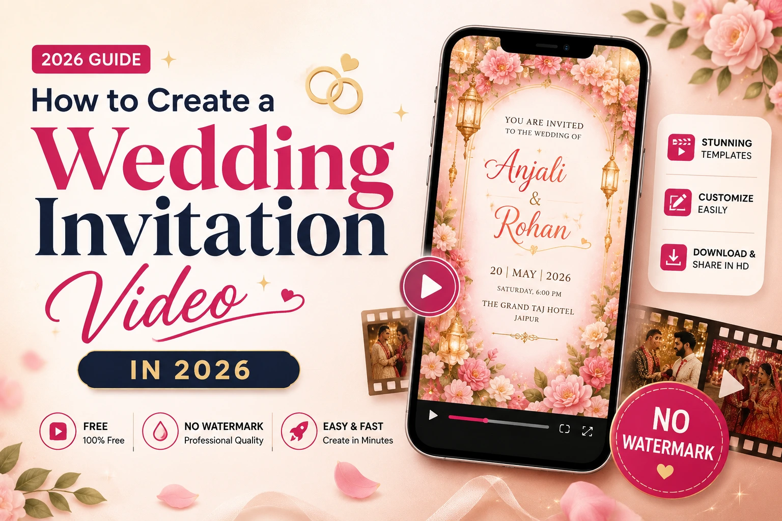 How to Create a Wedding Invitation Video in 2026 (Free, No Watermark)