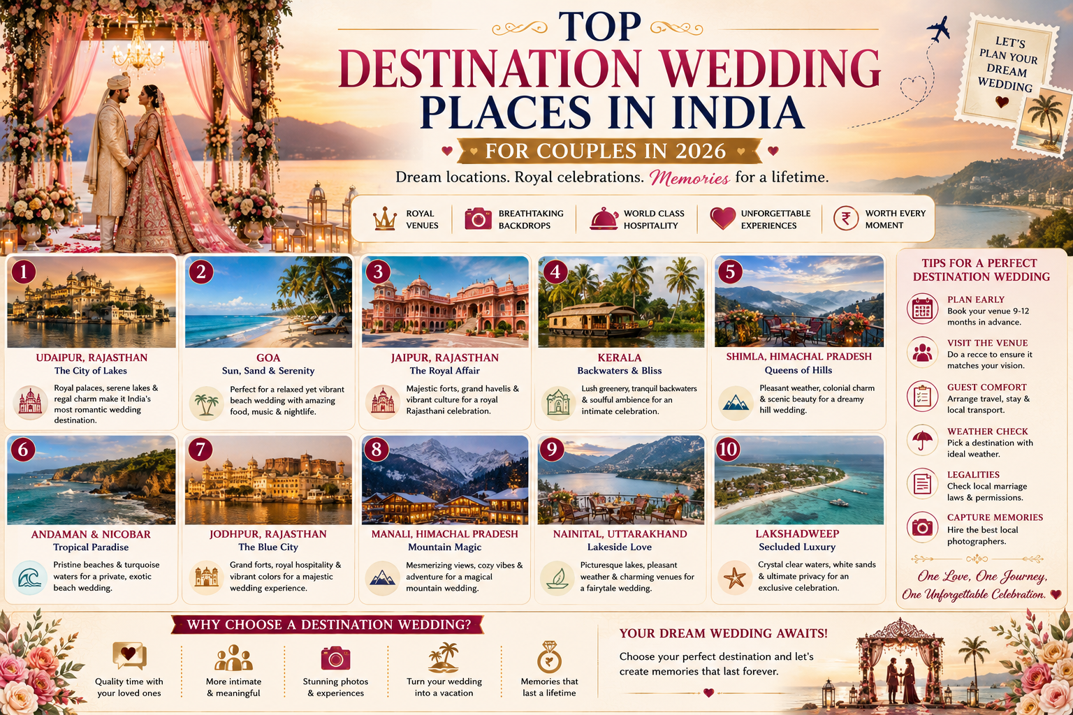 Top Destination Wedding Places in India for Couples in 2026